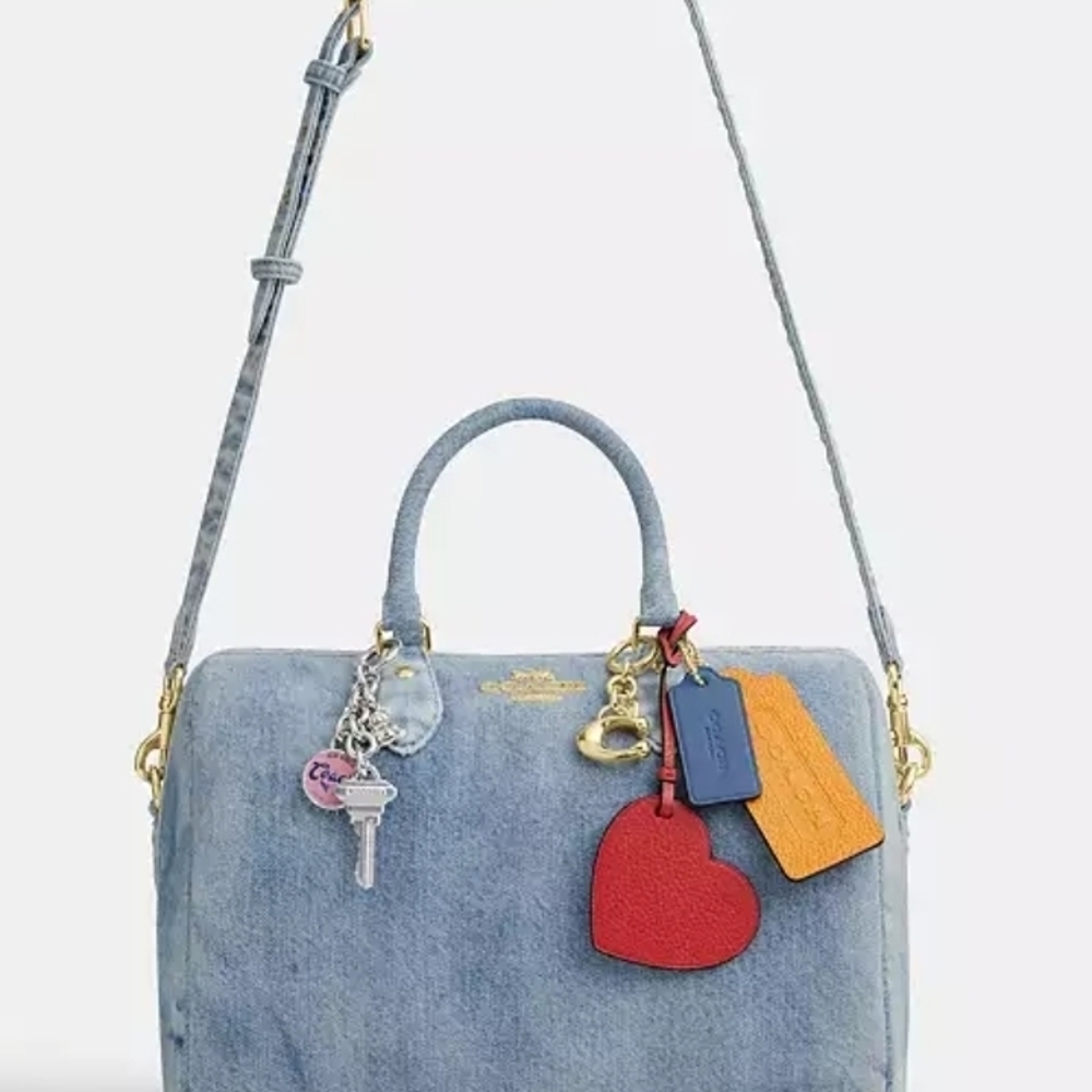 FIRM💙Coach LOVED Denim LARGE ROWAN Red Heart Charm💙 NWT 1 LEFT💙 Style CDY75 - Picture 2 of 16